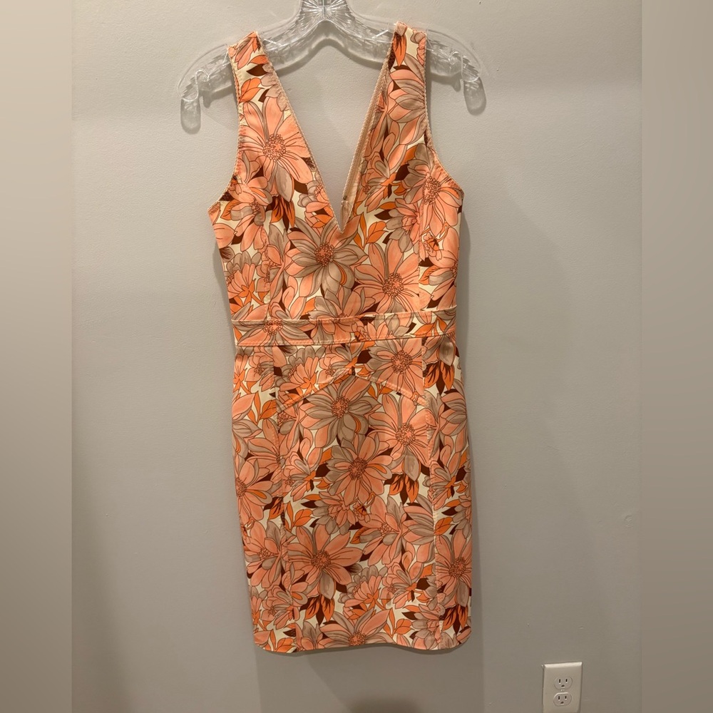 Stella McCartney Floral Midi Dress - Orange and Cream